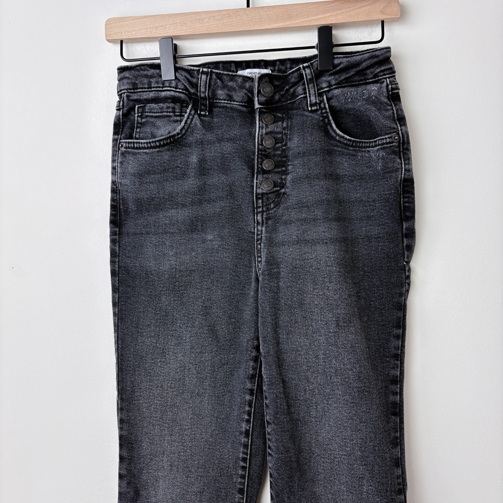 Black Flare Jeans Womens 27 Y2K Grunge Indie Festival Raw‎ Hem Goth Rocker - Picture 3 of 8